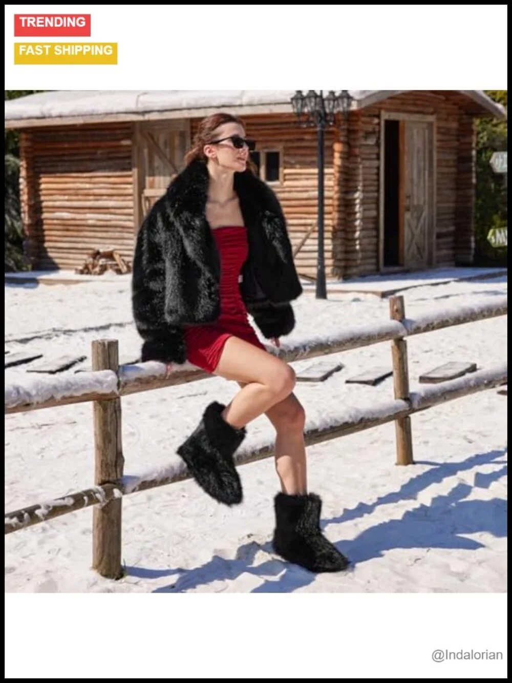 Faux Fur Mid-Calf Snow Boots for Women Fuzzy Fluffy Winter Boots
